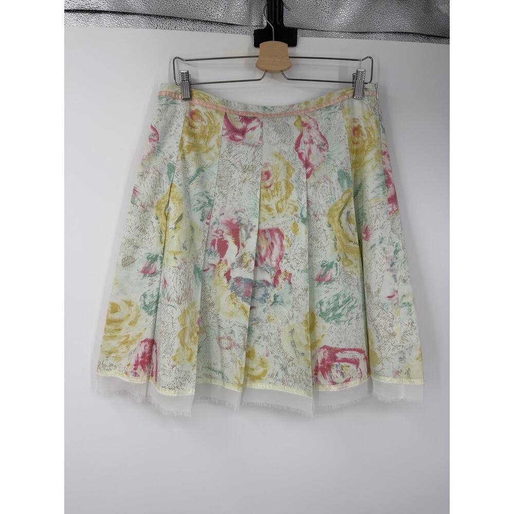 Vintage Odille Womens Skirt Size 10 Knee Length Watercolour Floral Cotton Boho - Picture 2 of 9
